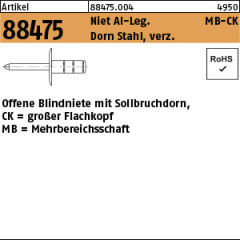 250 Stück Blindnieten 3,2x8 Alu/Stahl Flachkopf /// 3,2 x 8 