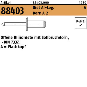 Edelstahl A2/A1 Standard Blindnieten 4,8x16 Flachkopf 500 Stk 