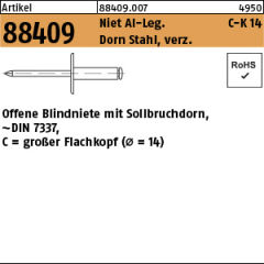 250 x Blindniete Alu/Stahl Großkopf = 14 - 5 x 10