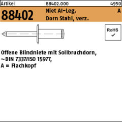 500 Stück  Blindnieten 4,8x14  ALU/STAHL  Flachkopf Schwarz  RAL9005 