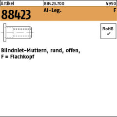 250 x Blindnietmutter Flachkopf,,Rund,offen,Alu - M6 / 3,0 - 5,5
