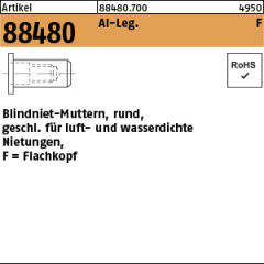 250 x Blindnietmutter geschl., Rund, Flachkopf, Alu - M8 / 0,3 - 3,0