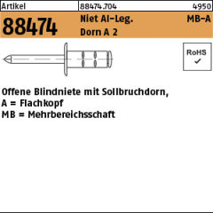 250 x Mehrbereichsblindniete Flachkopf, Alu/Edelstahl A2 - 4,8 x 25