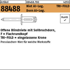 250 x Preßlaschen Blindnieten Flachkopf Alu/Alu -  4,8 x 22,2
