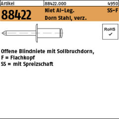 250 x Spreizblindnieten Alu/Stahl Flachkopf - 4,8 x 18 (blank/schwarz)