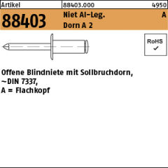 Blindniete mit Sollbruchdorn Flachkopf Edelstahl A2 DIN 7337