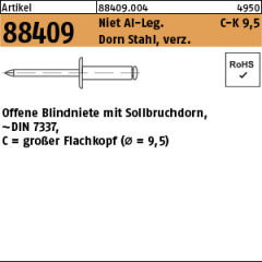 500 Stk Großkopf Mehrbereichs-Blindniet 3,2x9,5 K9,5  Alu/Stahl Schwarz 