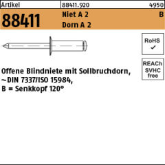 500 x Blindniete Edelstahl A2/A2 Senkkopf 5 x 16