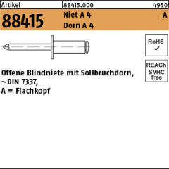 Edelstahl A2 Blindnieten 3x12 Flachkopf 3,0 vf 500 Stk 