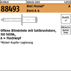 Edelstahl A2 Blindnieten 6,4x15 Flachkopf SONDERANGEBOT 500 Stk 