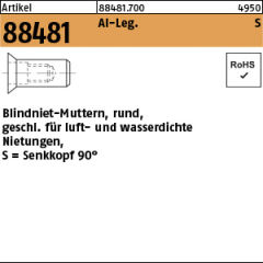 500 x Blindnietmutter geschl., Rund, Senkkopf, Alu - M8 / 1,5 - 4,5