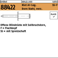 Blindnieten 4,0x14 Al/Stahl Flachkopfnieten 4x14 Standard .. 250 St 