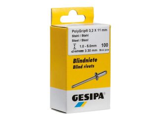 100 x GESIPA Blindniete Mini-Pack Alu/Stahl 4 x 12