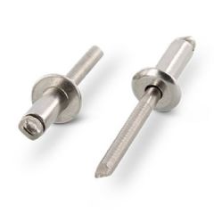 250 x Blind rivets with flat head and grooved mandrel ISO 15983 A4/A4 6X12