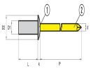 Schnäppchenartikel - 500 Stück Becherblindnieten AL/ST - Flachkopf - 4,0x15 mm (8,0-10,5)
