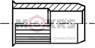 ISO  / DIN  Blindnietmuttern kleiner Senkkopf mit Rändelung, A2, M08 (3,0-6,0)